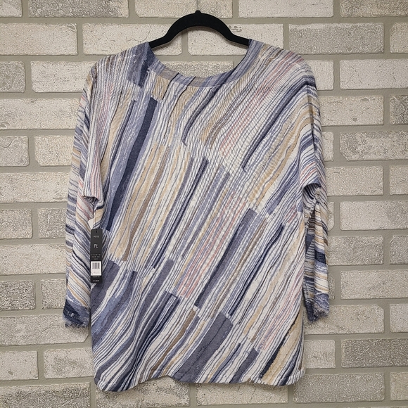 Nic+Zoe Colorful Striped Linen Blend Knit Top Size Large Petite - Picture 3 of 7